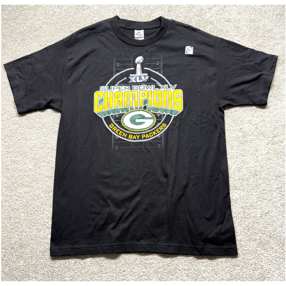 Green Bay Packers Super Bowl XLV Champions NFL Authentic T Shirt Size L